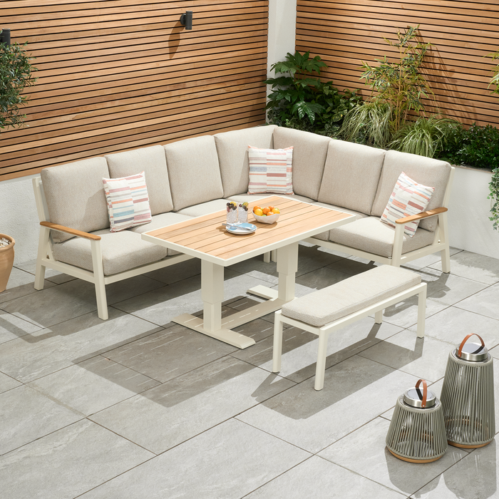 Bracken Outdoors Hamilton Aluminium Corner Sofa with Teak Adjustable Table