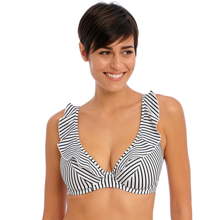 Freya Jewel Cove High Apex Bikini Top - Stripe Black - 36DD