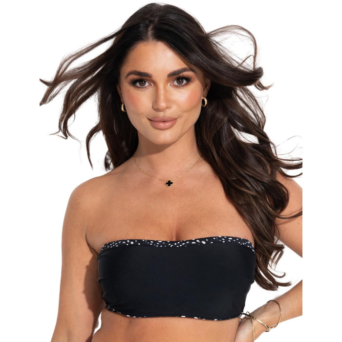 Pour Moi Rhodes Strapless Non Padded Underwired Bikini Top - Black/White - 32C