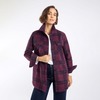 Weird Fish Women's Autumn Check Fleece Shacket Aubergine 18