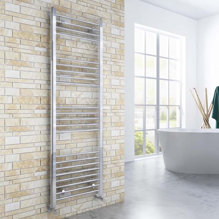 ELEGANT 1600x500mm Straight Chrome Heated Towel Rail Rad Radiator Bathroom Central Heating
