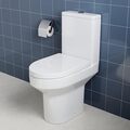ELEGANT Gloss White Close Coupled Toilet with Soft Close Seat and Ceramic Cisterns D Shape