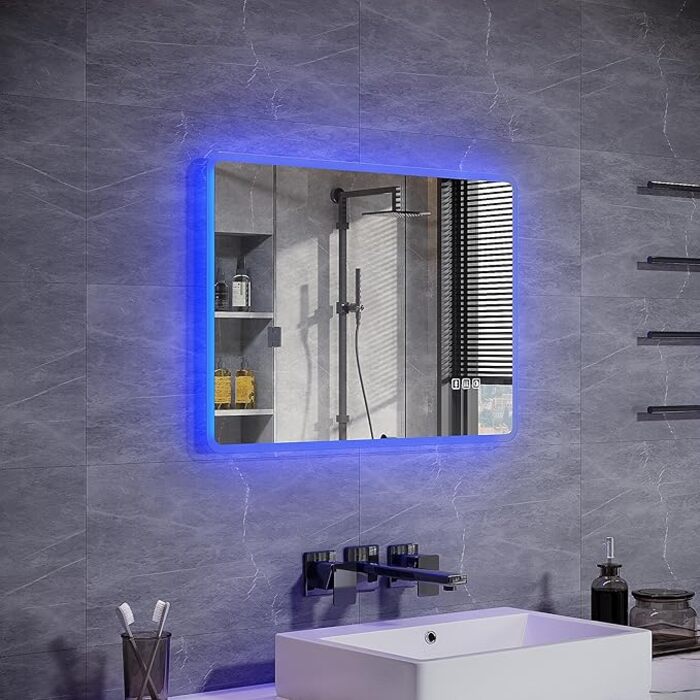 ELEGANT 700 x 500mm Bluetooth Bathroom Mirror with Touch Sensor, Anti-Fog and Shaving Port