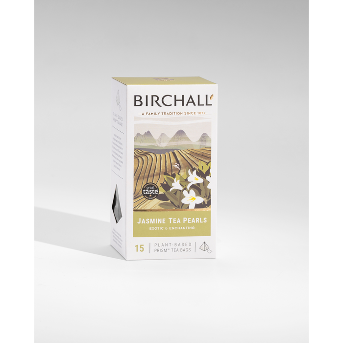 Birchall Jasmine Tea Pearls - 15 Plant-Based Prism Tea Bags