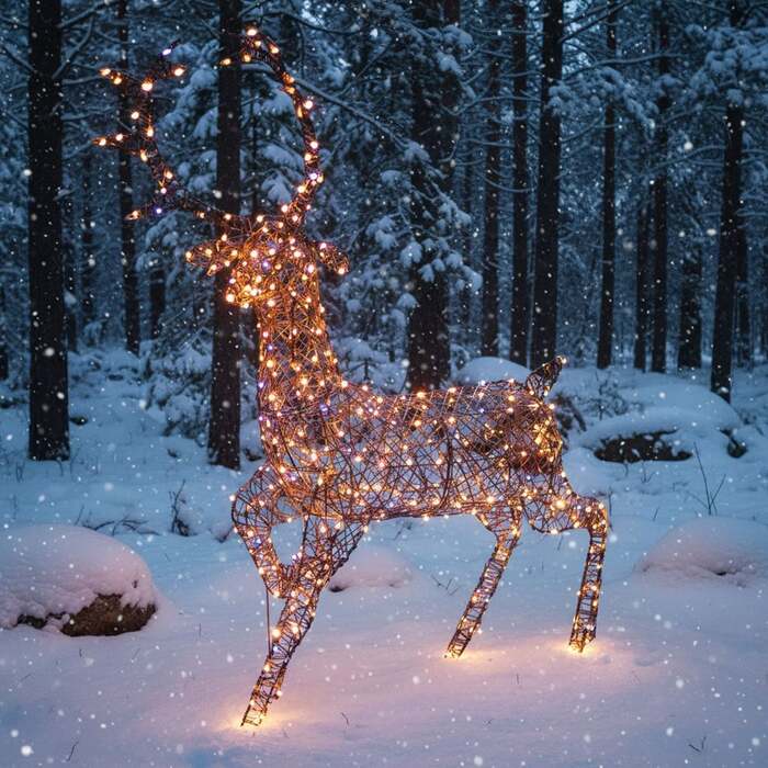 Christmas Reindeer Light - 1. 4M Brown Wicker Outdoor Light Up Stag with 330 White LEDs