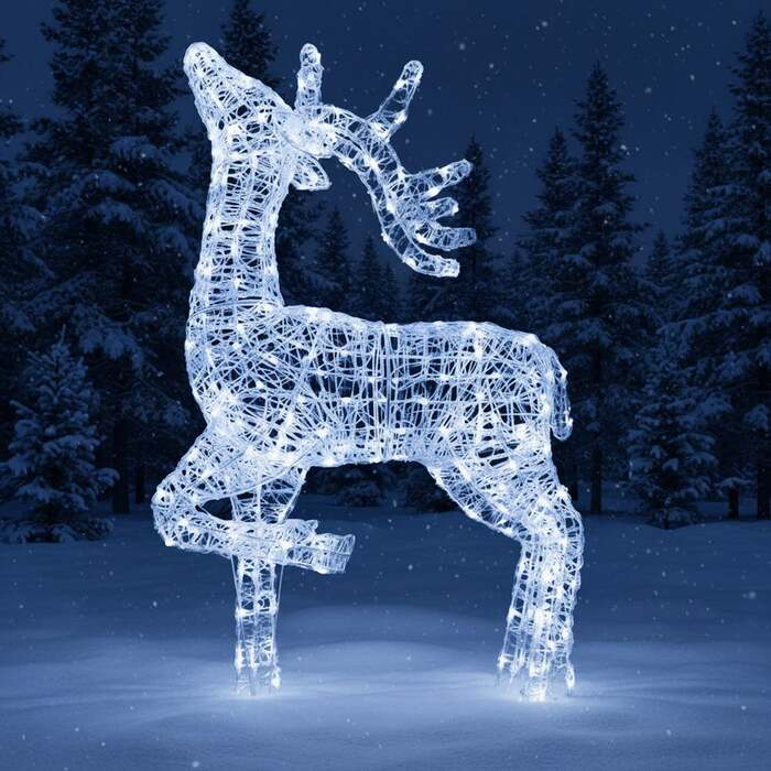 Christmas Reindeer Light - 1. 4M Soft Acrylic Light Up Elegant Stag with 300 White LEDs