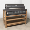 Draco Grills Teak Modular Outdoor Kitchen BBQ Unit with Black Stainless Steel 6 Burner Barbecue, Mid February 2026