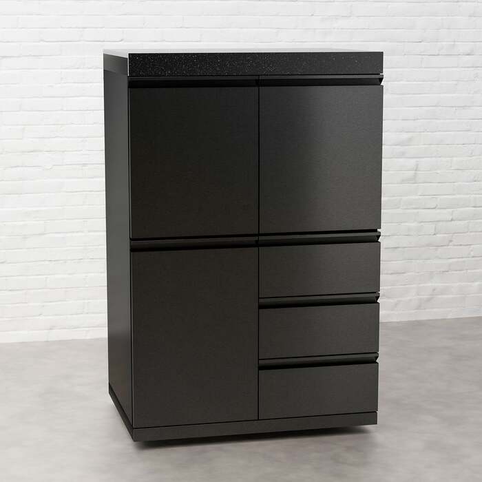 Draco Grills Outdoor Kitchen Black Stainless Steel Mid Height Double Door Cabinet