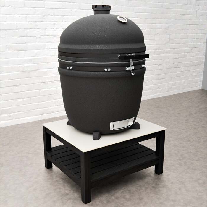 Draco Grills Teak Carbon Line Cabinet Table with Kamado Egg 27" (70cm)