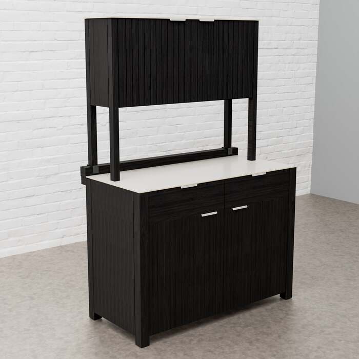 Draco Grills Teak Carbon Line Outdoor Kitchen 2 Door Add On Cabinet with Ceramic Top