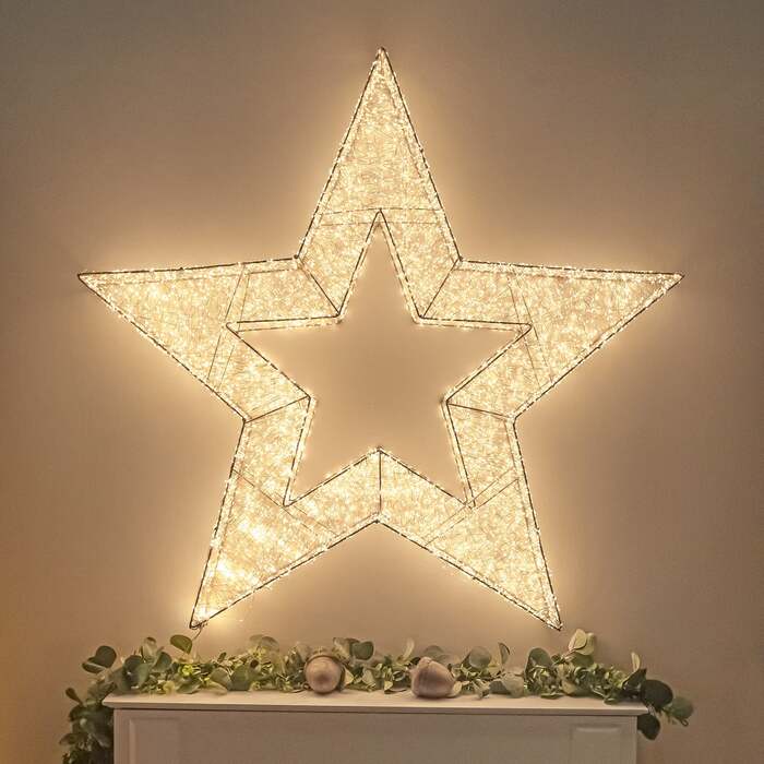 Pre-Lit Christmas Gold Light-Up Star 97cm with 10,000 Warm White LED Micro-lights