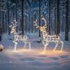 Outdoor Light Up White Wire Christmas Reindeer Pair of Stags Set