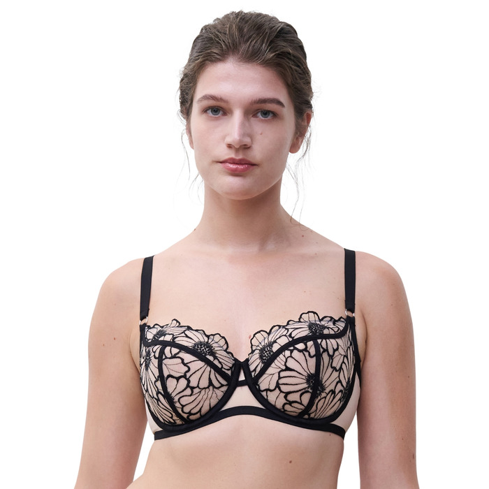 Chantelle Lush Half-Cup Bra - Black/Soft Pink - 32B