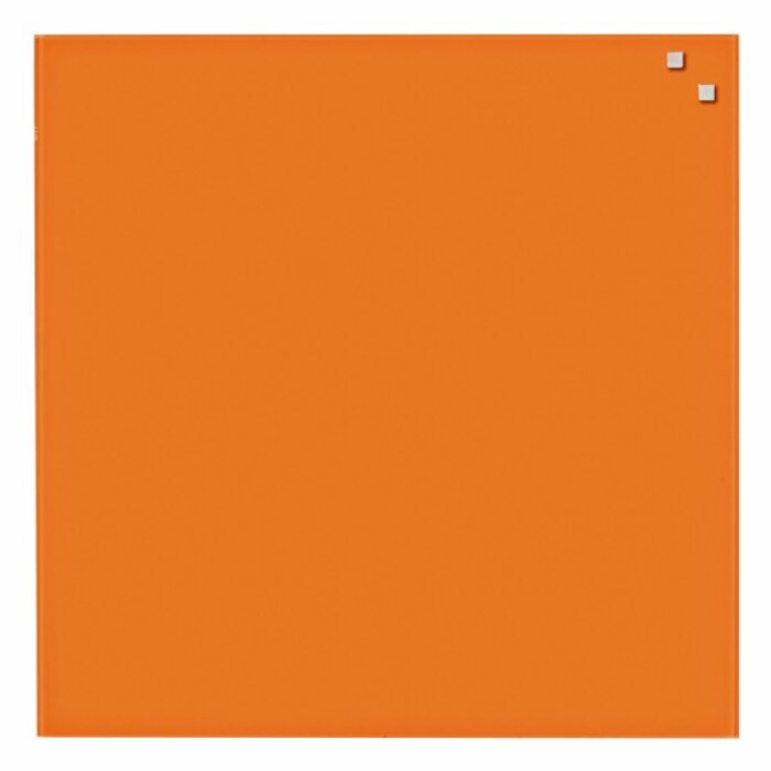 NAGA Magnetic Glass Noticeboard ORANGE 45 x 45cm