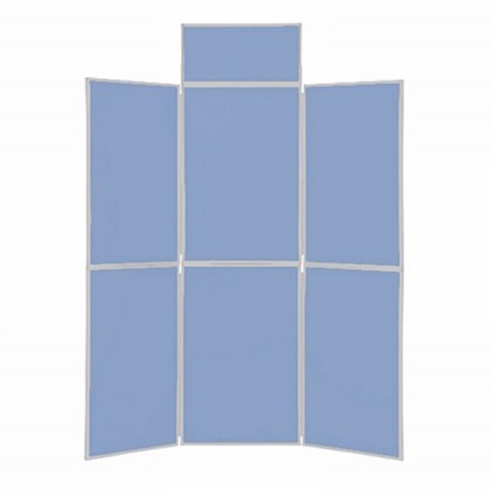 6 Panel Folding Display Stand Grey Frame/Blueberry Fabric