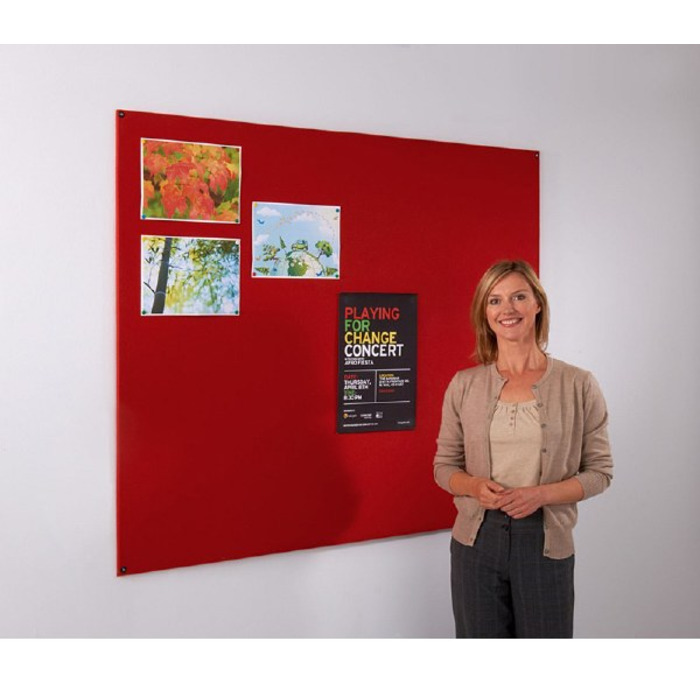 Frameless Felt Covered Noticeboard 1200 x 1500mm Red