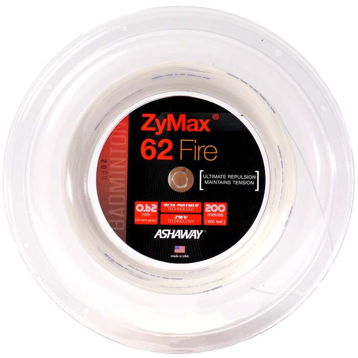 Ashaway Zymax 62 Fire Badminton String - 200m Reel