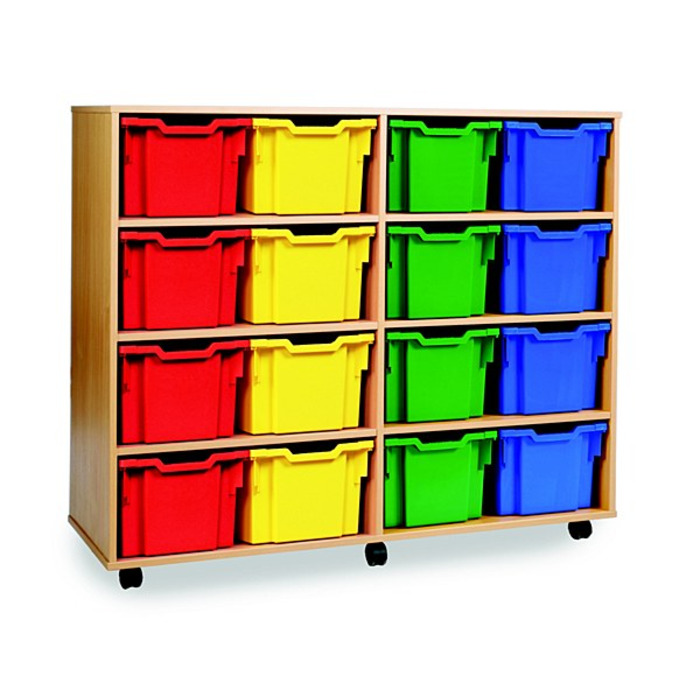 16 Extra Deep Tray Storage Unit Maple Finish Selected Tray Colours
