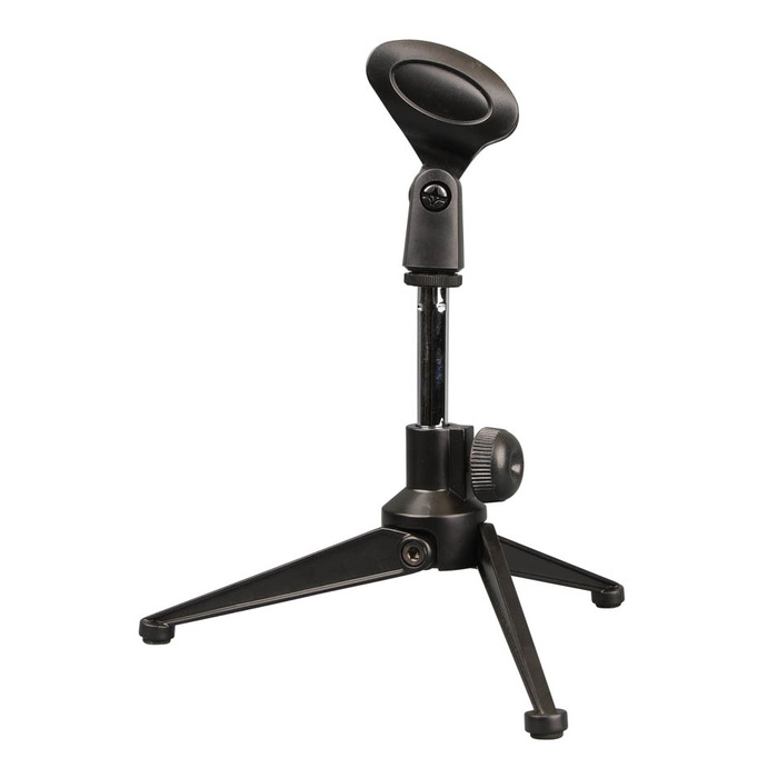 Folding Desk Microphone Stand - Tripod Style With Mic Clip