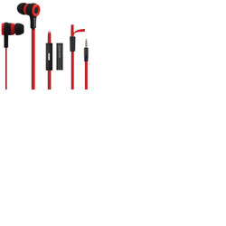 Rubberised Stereo Earphones with Hands-Free - Red & Black