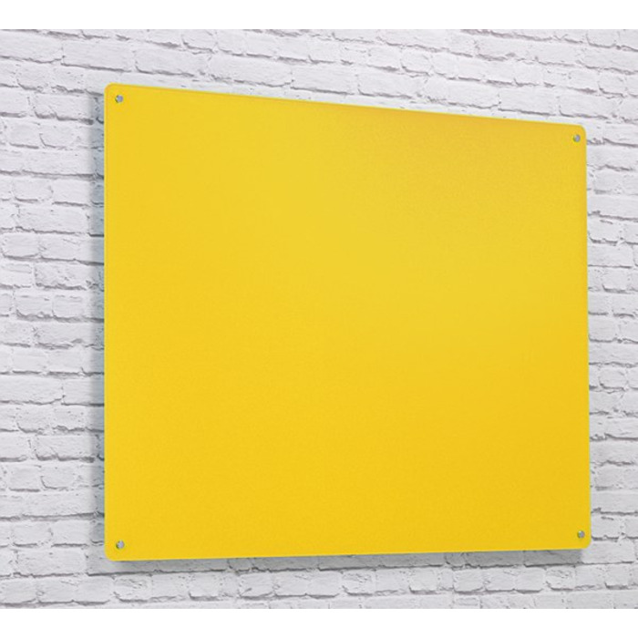 Wall Mounted Glass Board 1000 x 650mm Yellow
