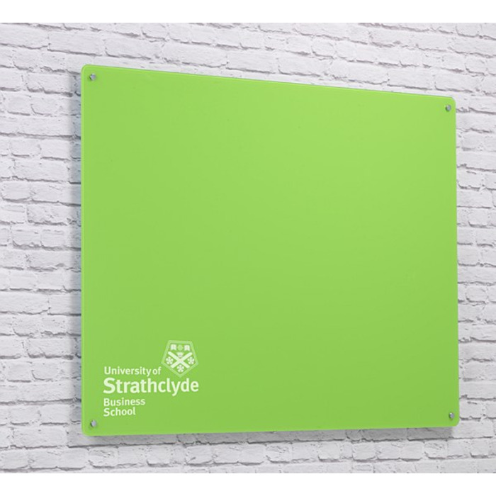 Magnetic Glass Board with your Logo 1200 x 900mm Lime