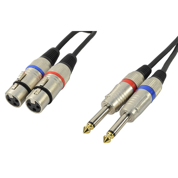 Two XLR Female To Two Mono 1/4" (6. 35mm) Jack - Insert Leads 1. 5m