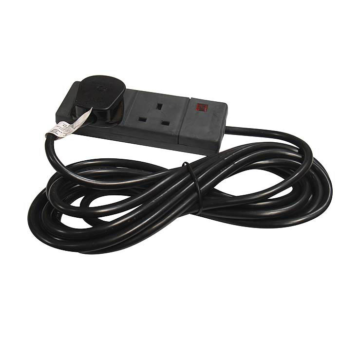 Two Way 13A Extension Board - Black 5m