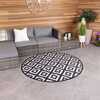 Diamond Weatherproof Round Rug, Black