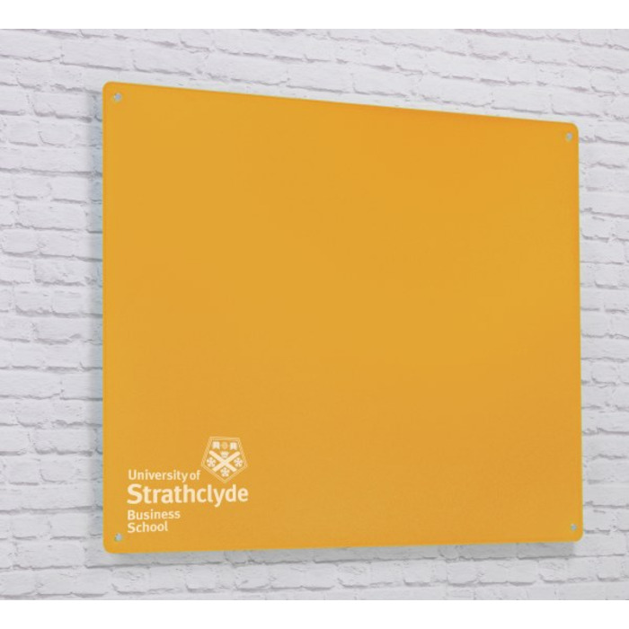 Magnetic Glass Board with your Logo 1200 x 1200mm Gold