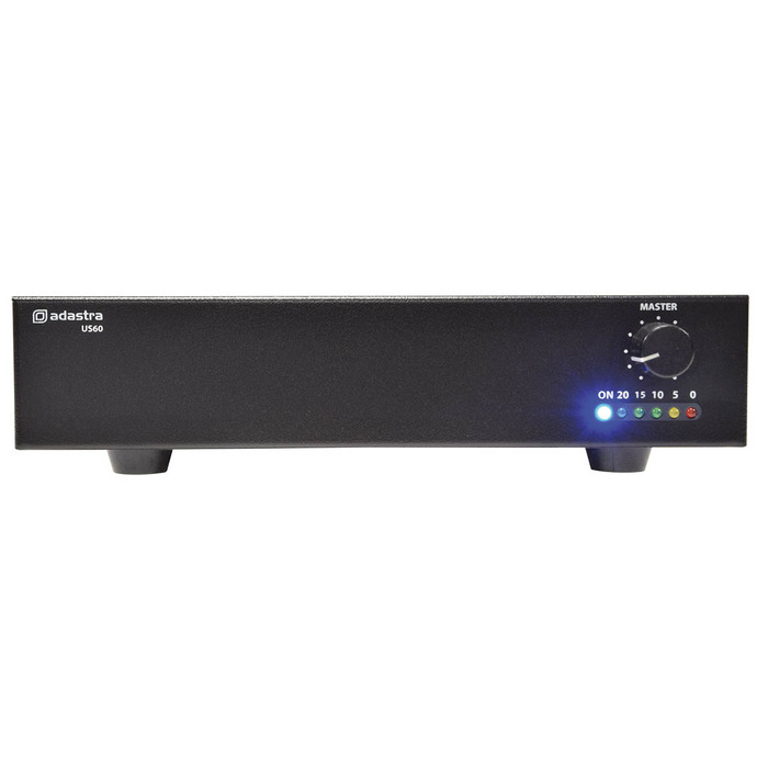 Slave Amplifier 100v Line or 8 ohms 60W, with Alarm Override. Half Rack Width