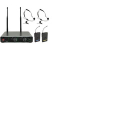 Dual UHF Belt pack Microphone System with Receiver - 864. 8 & 863. 1MHz