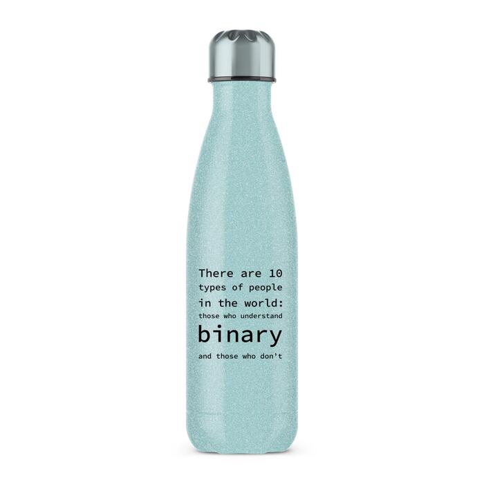 There Are 10 Types Of People In The World Water Bottle - Blue Glitter, One