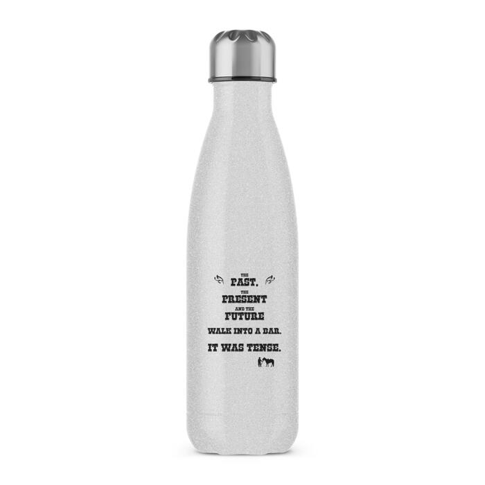 The Past, The Present & The Future Water Bottle - Silver Glitter, One