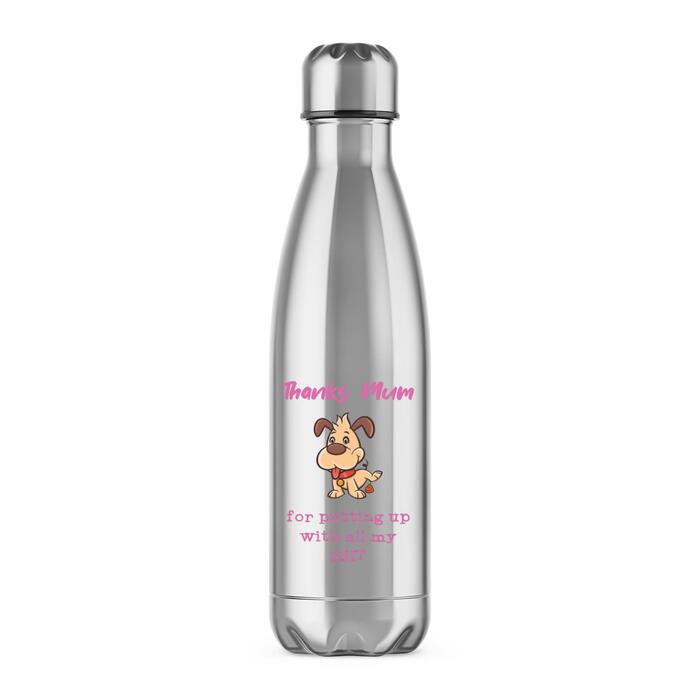 Thanks Mum - All My Shit Water Bottle - Silver, One