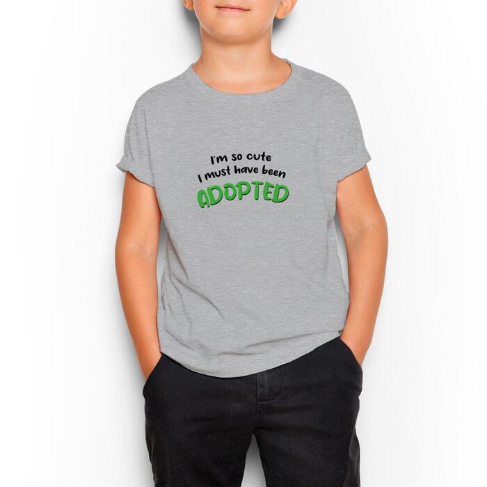 So Cute I'm Adopted Kid's T-Shirt - Grey, Extra Small