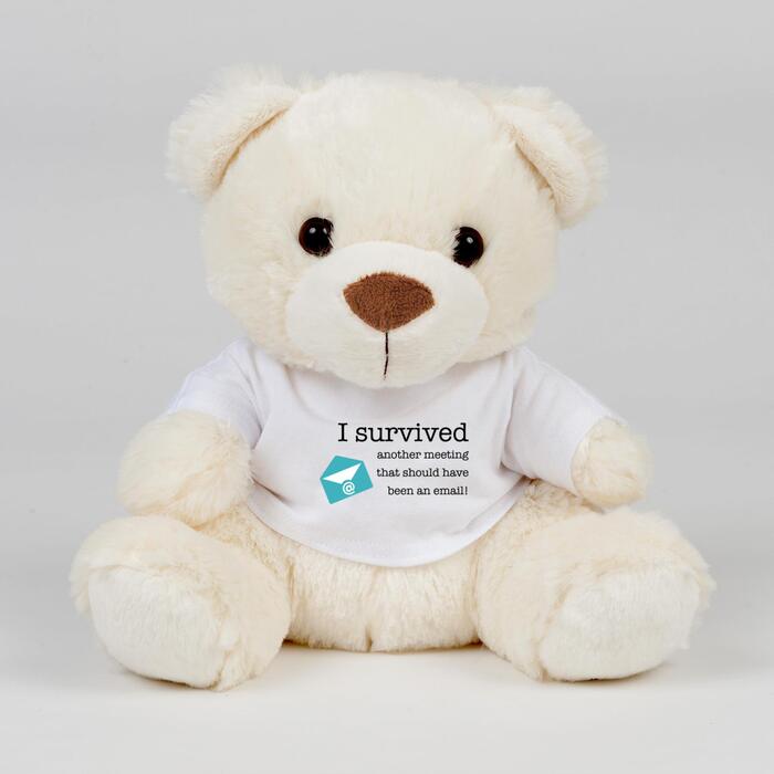 I Survived Another Meeting Swear Bear - Cream, Medium