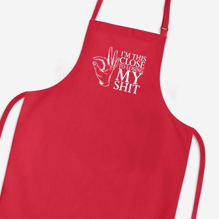 Losing My Shit Apron - Red, One