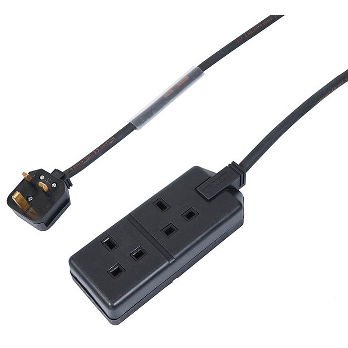 2 Way 13A Extension Lead with Titanex Rubber Cable - 1m
