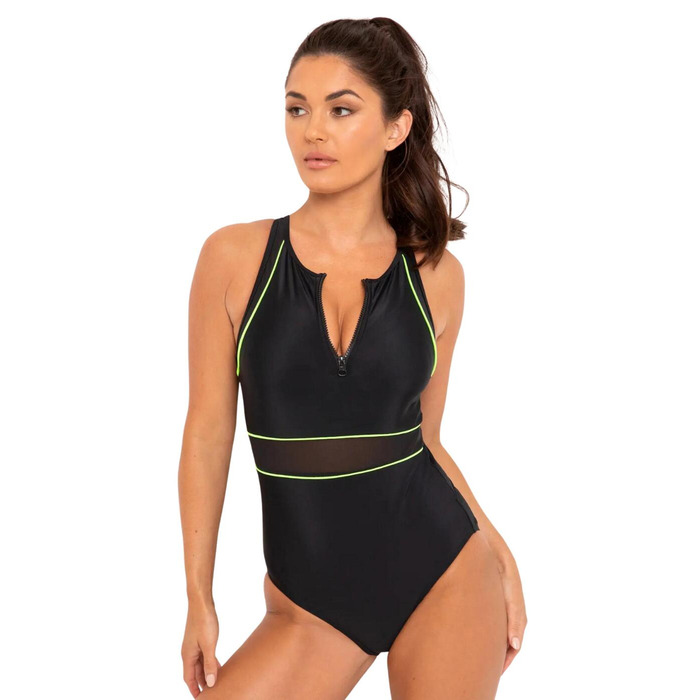 Pour Moi Energy Recycled Material High Neck Swimsuit - Black - XS - 8