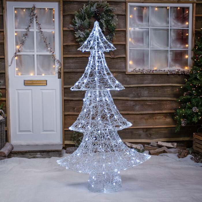 1. 5M Acrylic Outdoor Light Up Christmas Tree with 160 Twinkling LEDS