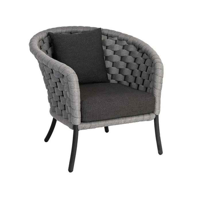 Alexander Rose Cordial Wide Rope Curved Top Lounge Chair - Light Grey, Niebla