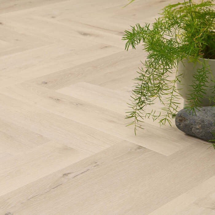 Lusso Portofino Herringbone White Oak Glue Down LVT Vinyl Flooring