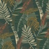 Sarika Leaves Wallpaper Green/Orange Belgravia Decor 1603