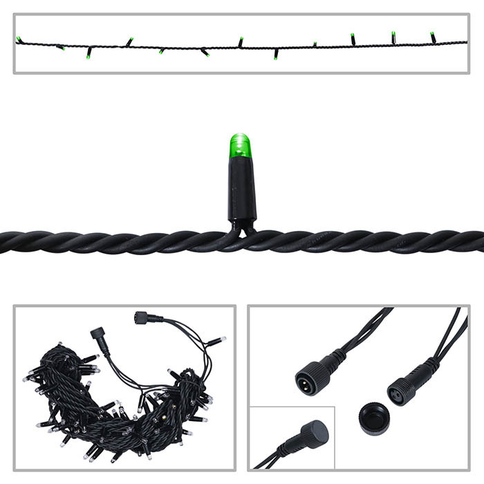 LED String Light Rubber Connectable Design in Green - 10m
