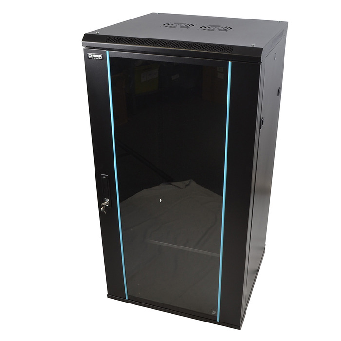 19" 15U Metal Rack Cabinet with Glass Door 600mm Deep Wall or Floor Mount