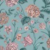 Amelie Hydrangea Wallpaper Teal / Pink Rasch 260155