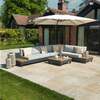 Bracken Outdoors Ecru 3m x 3m Square Cantilever Parasol With Solar LED Lights & FREE Base