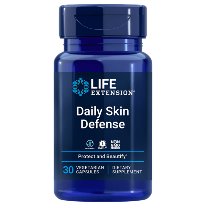 Daily Skin Defense | 30 Veg Caps | Life Extension
