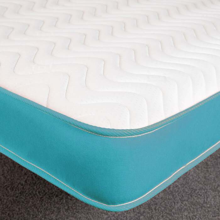 Starlight Beds™ 7" Deep Cool touch Luxurious soft Finish Memory Foam & Hybrid Spring Teal Blue Border Mattress - 2ft6 by 5ft9 Shorty Mattress (75cm by